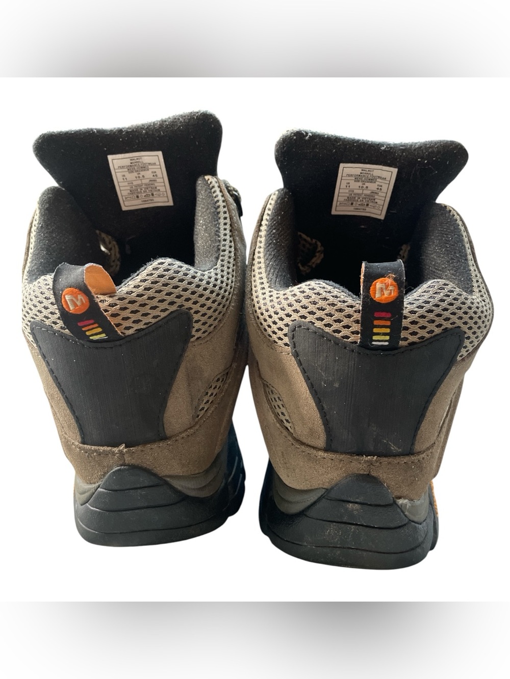 Merrell Moab Mid Hiking Boots Men's Size 11 Brown Tan Suede Vibram Trail Shoes - Picture 3 of 7